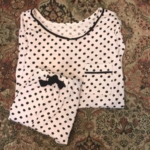 Kate Spade ♠️ pink and black polka dot print pjs